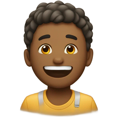Un chico y un perro dándose un beso emoji