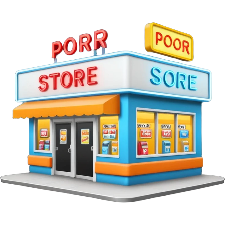 Convenience store named poor store and more emoji