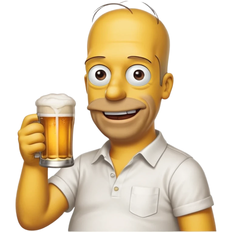 homer simpson smiling with a beer wearing white shirt emoji