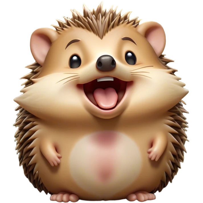 Cinematic Silly Yawning Hedgehog Portrait Emoji, Head tilted with a dramatic, wide-open yawn revealing a tiny, adorable snout and droopy quills, with sleepy, half-closed eyes, Simplified yet irresistibly cute features, highly detailed, glowing with a soft, cozy woodland light, high shine, relaxed yet humorously expressive, stylized with a dash of whimsical forest charm, soft glowing outline, capturing the essence of a drowsy yet endearing hedgehog that appears ready to stretch and yawn its way into your heart! emoji