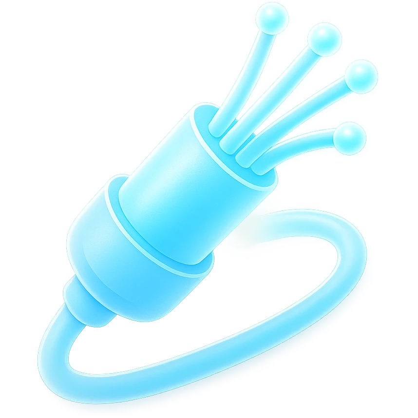 An optical cable illustrated in a playful and vibrant style, representing the fun and exciting aspects of high-speed internet. emoji