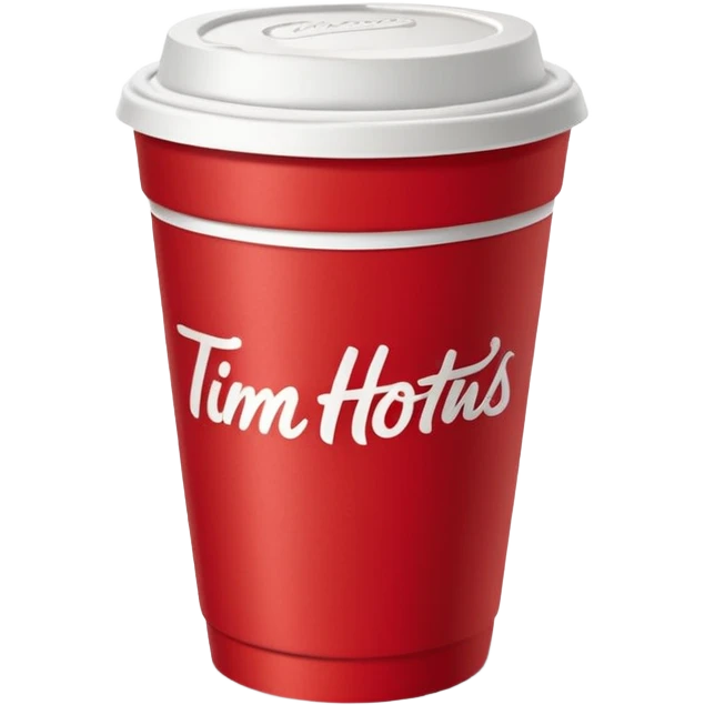 Tim Hortons coffee, it should be red cup with white write writing " Tim Hortons" and a White lid emoji