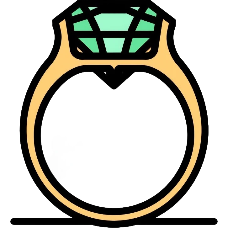 Elegant diamond ring with gold band and emerald-shaped diamond gemstone emoji