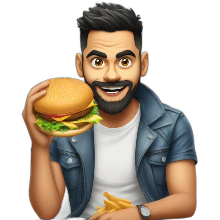virat kohli eating burger emoji