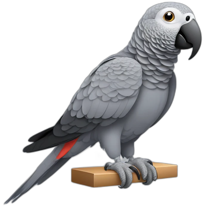 African grey parrot with microphone emoji