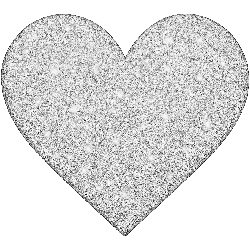 heart with a silver glitter texture, clean digital illustration emoji