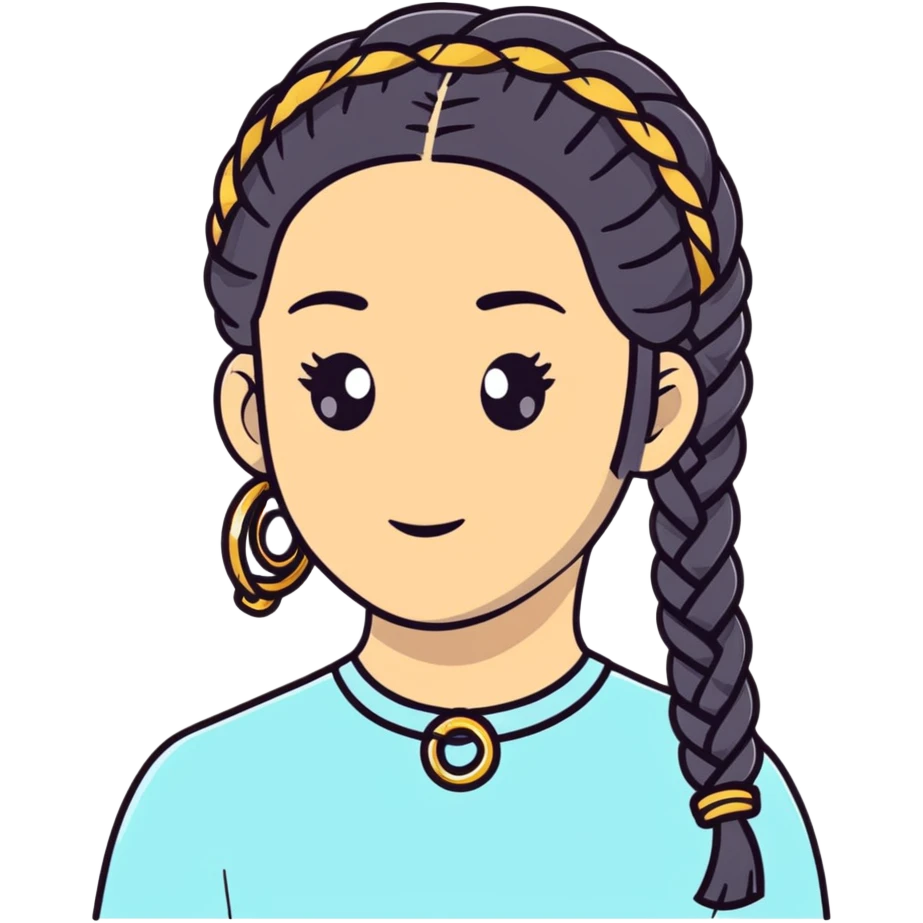 braided hair with gold rings emoji