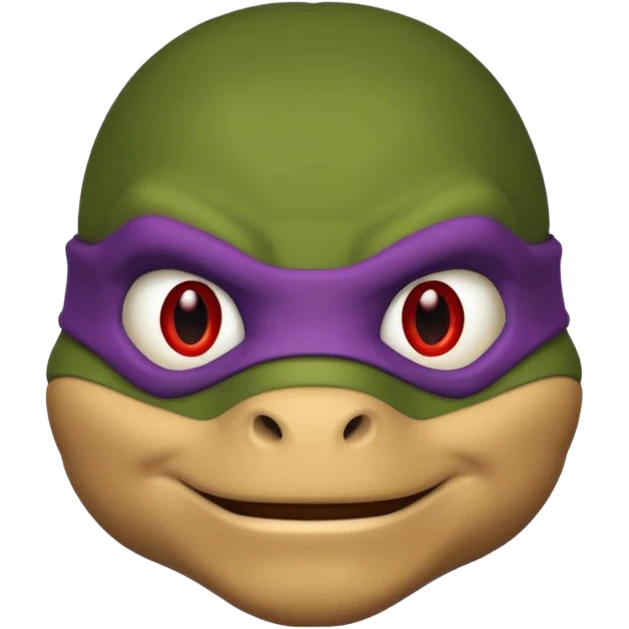 Donatello from Teenage Mutant Ninja Turtles, emoji style, head only, with a red hacking interface on the screen emoji