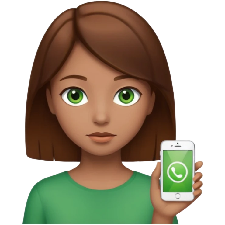 Vull una noia amb els cabells marró per les espatlles i ulls verds emoji