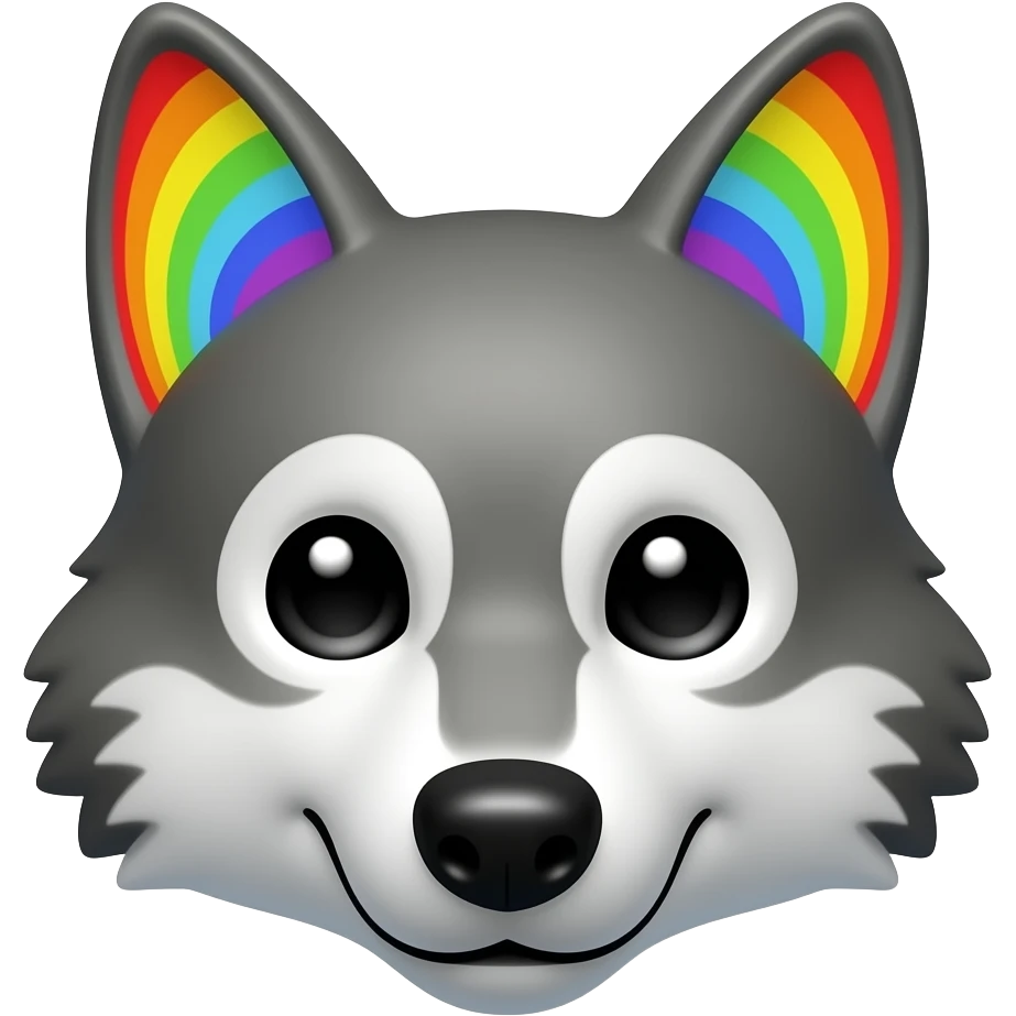 wolf face with rainbow ears emoji