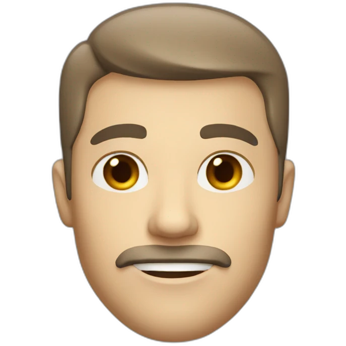 White men with short brown hair grey eyes and small facial hair  emoji