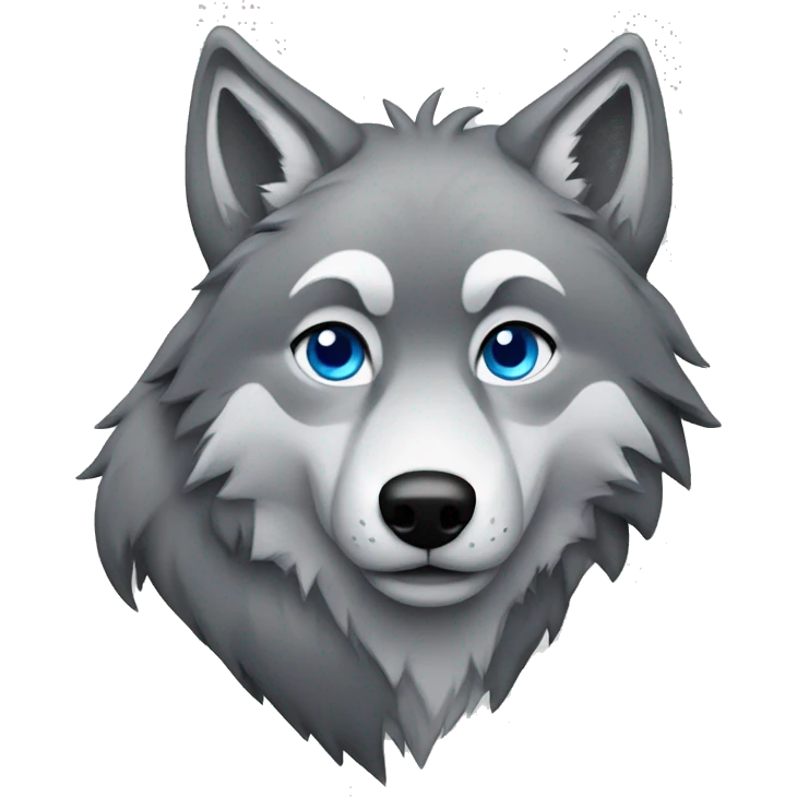 Grey wolf with black points, and blue eyes. full body emoji