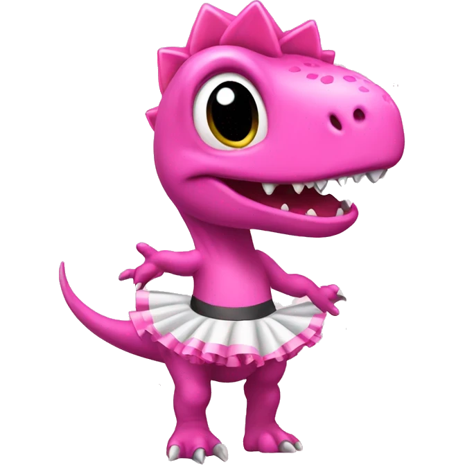 cheerleader dinosaur in a pink tutu and pink bow emoji