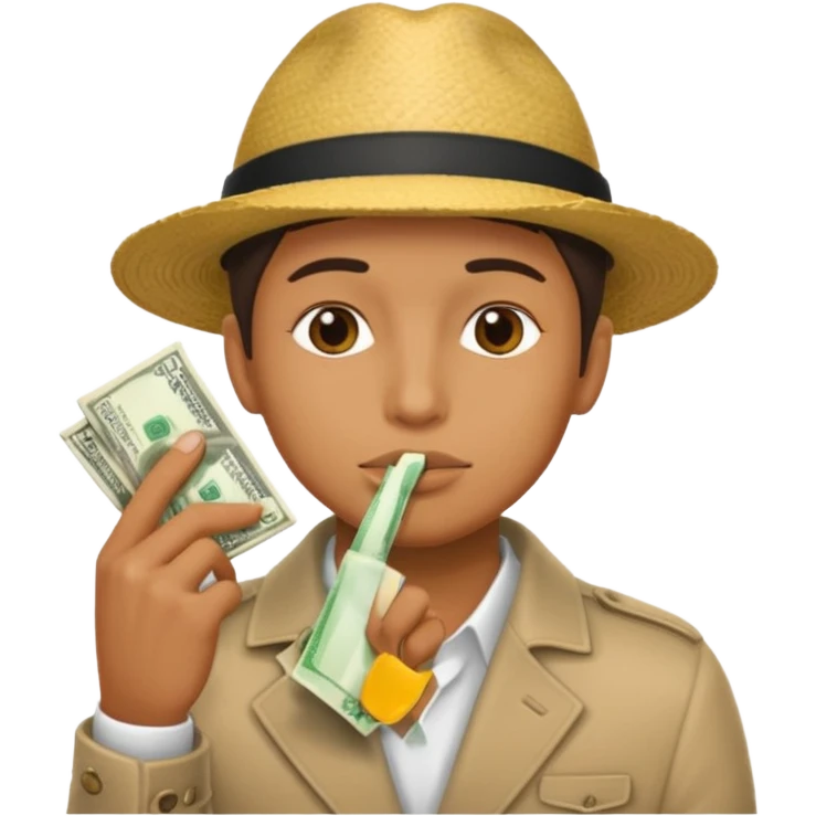 un banco de dinero y una persona haciendo gesto de silencio emoji