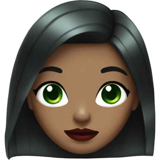 Girl with black Hair red lips Green eyes Long lashes  emoji