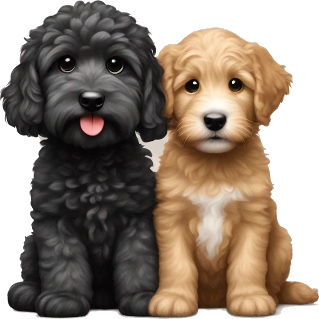 Golden doodle and aussiedoodle puppy emoji