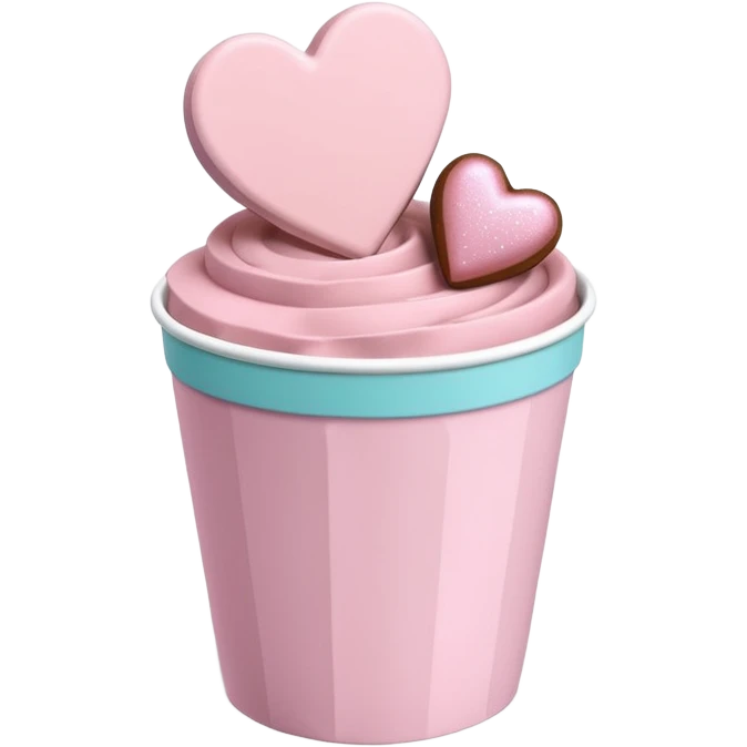 Two glossy square milk chocolate pralines placed diagonally, each in a white ridged paper cup, topped with a soft pastel pink heart icing with subtle sugar sparkle.
Cute minimal emoji-style, realistic and polished, clean studio lighting, pure white background, smooth 3D render, high resolution. emoji
