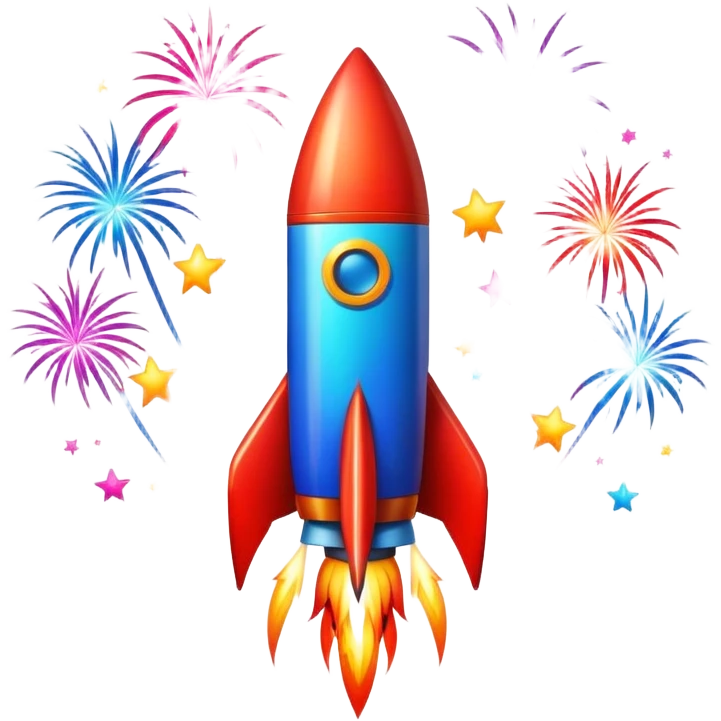 Rocket in between firework emoji