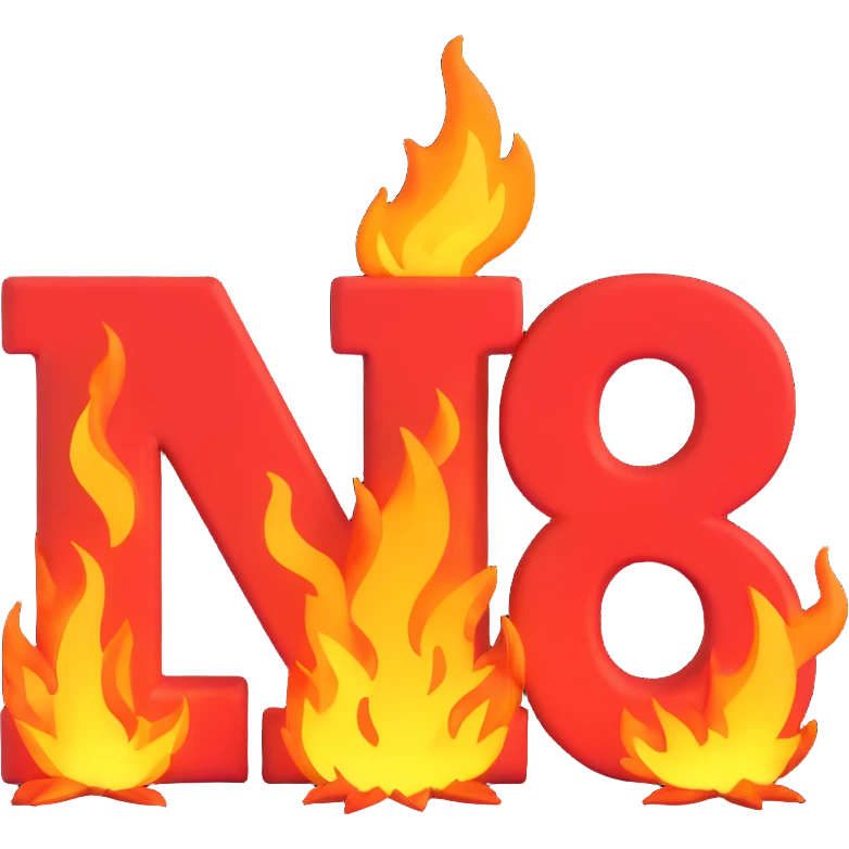 letters 'NBS' and a 3D bull, both outlined in fire, transparent background, designed to stand out as a Discord emoji emoji