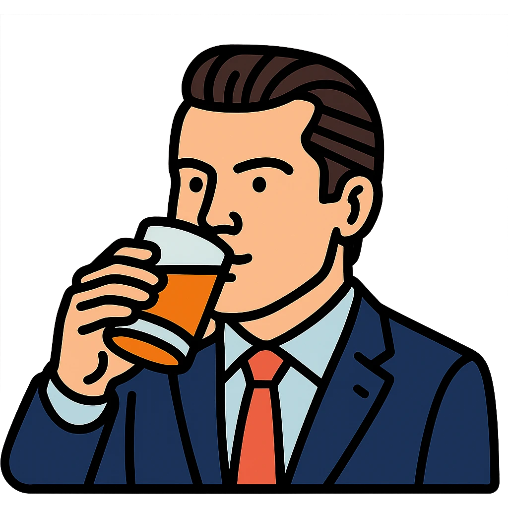 Pete Hegseth drinking alcohol, color outline icon style emoji