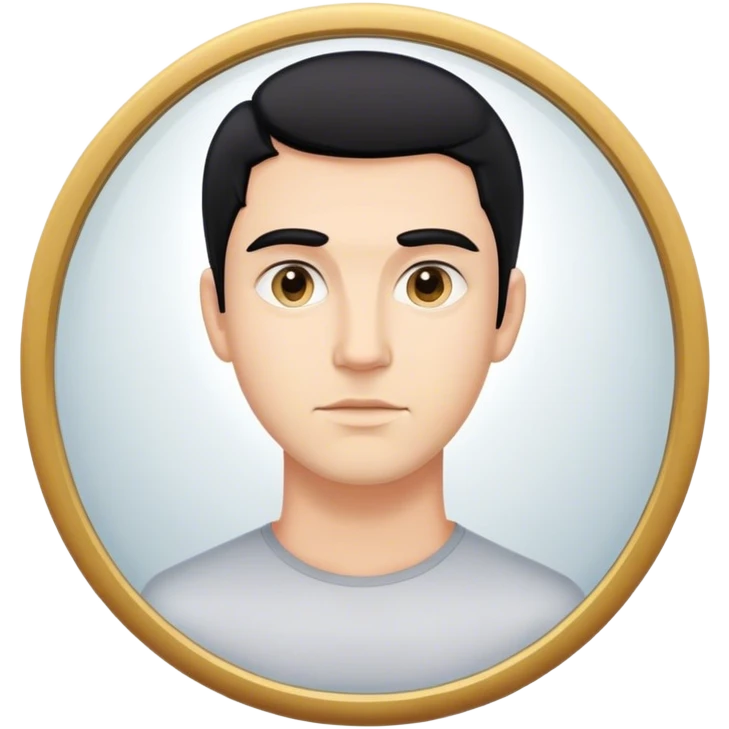 person black hair caucasian man looking at me through a mirror. standing there emoji