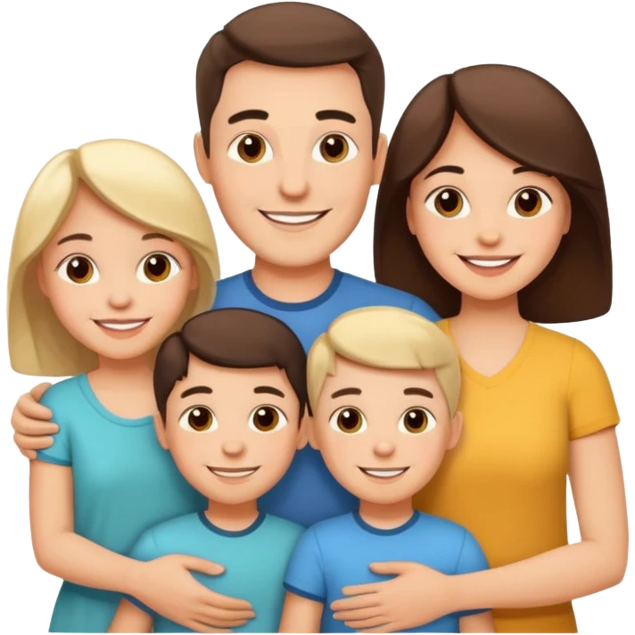 "Husband and wife with 50 children taking a group photo, cheerful, colorful cartoon style, bright and playful." emoji