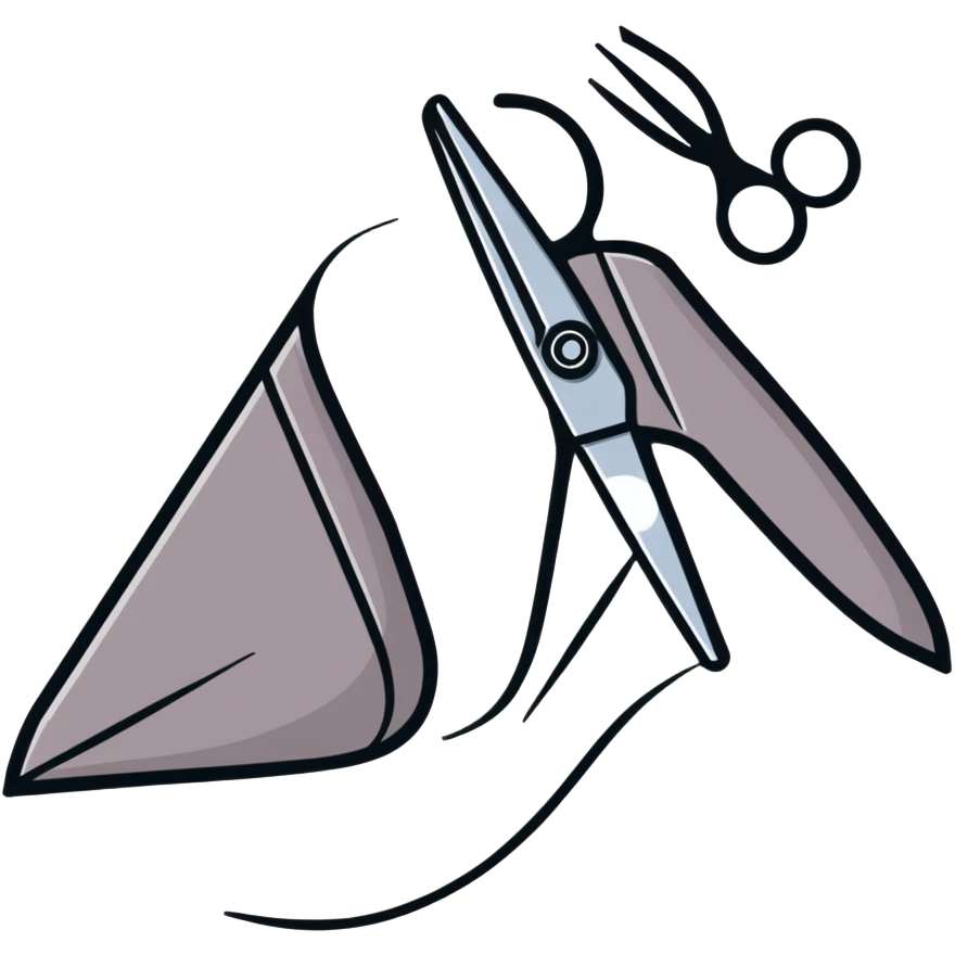 tailoring scissors cutting fabric with dotted line emoji