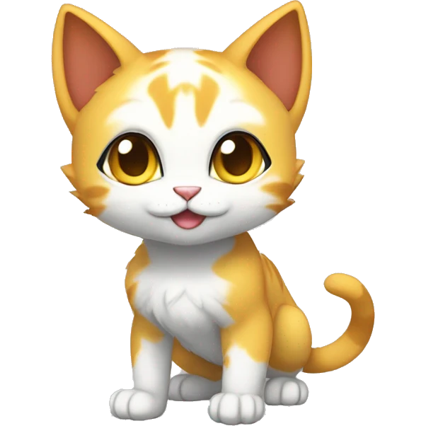 a anthro chibi-style cat-Fakémon-hybrid full body emoji