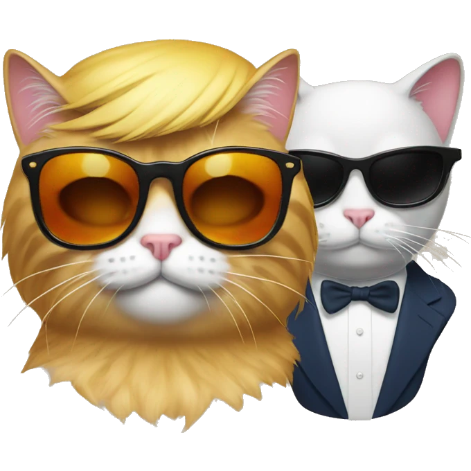 Cat with sunglasses next to Donald trump emoji