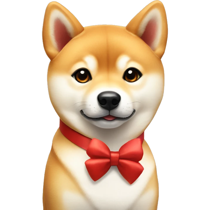 Shiba Inu with red bow tie around his neck looking cute emoji