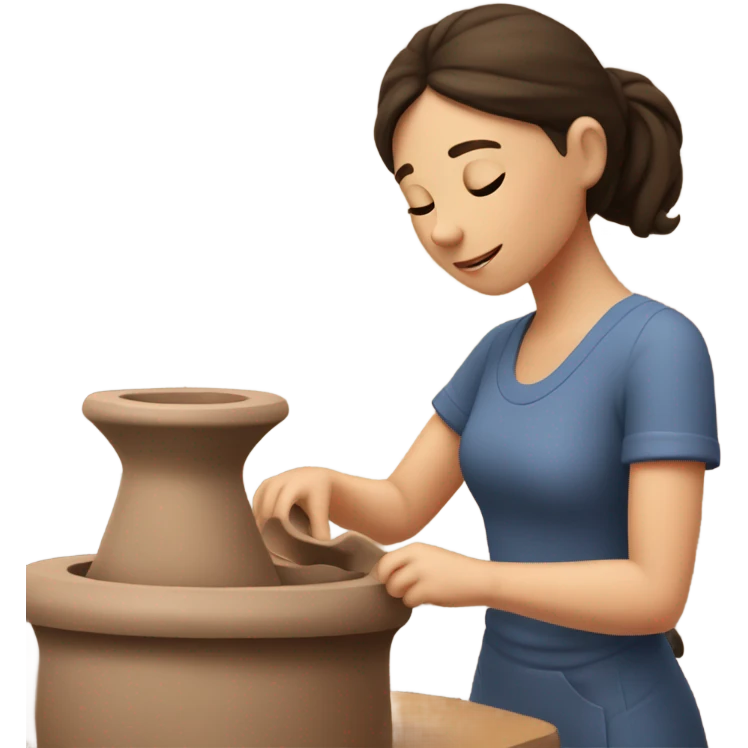 Brunette girl doing pottery emoji