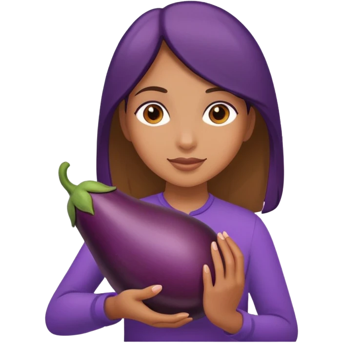 girl holding eggplant emoji
