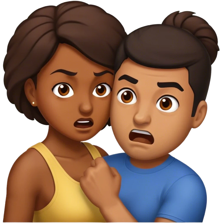 Brown skin woman hispanic man tussling emoji