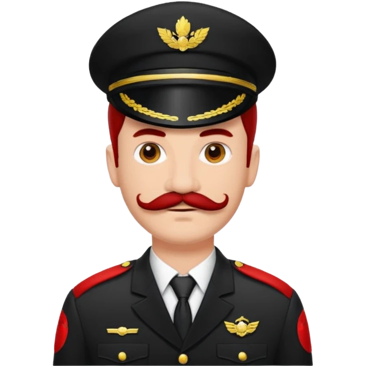 Voici ma recherche Homme cheveux noirs moustache carré uniforme noir et rouge emoji