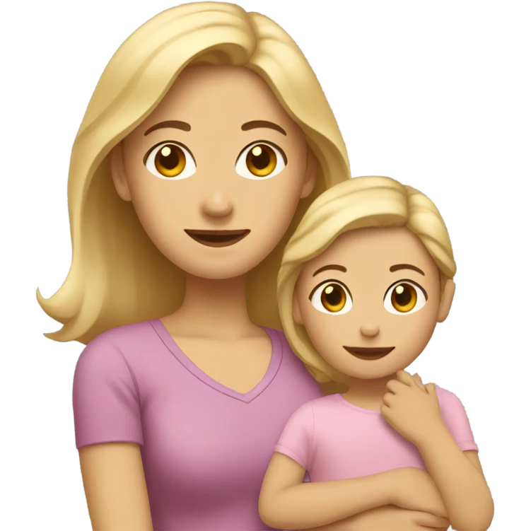 Blonde mom with 2 kids one brown haired girl and one baby emoji