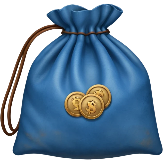 blue coins inside brown money bag emoji