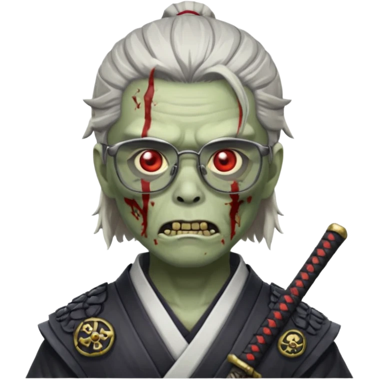 zombie samurai with glasses, highlight the glasses emoji
