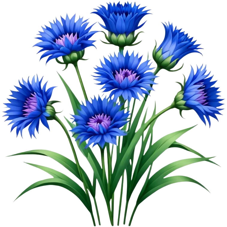 luxuriant, bouquet Cornflower, stem, leaf emoji