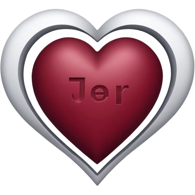 Burgundy heart with the letters Jer in the middle  emoji