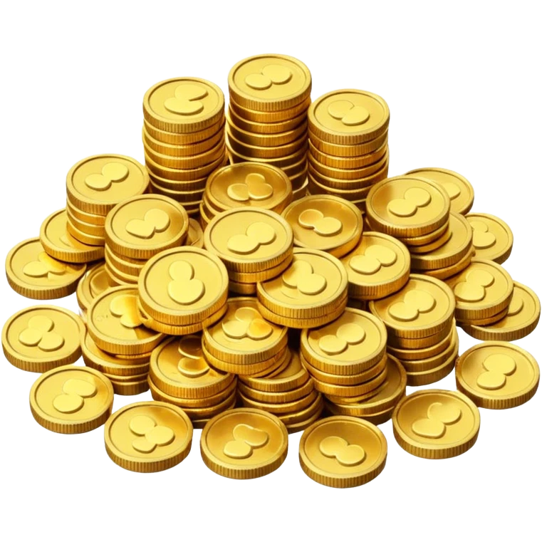 small pile of gold coins, 3D emoji style, shiny gold, no symbols, no text,  emoji