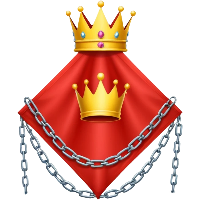 red flag with a crown over  with a yellow square chains inside emoji