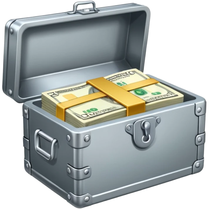 caja fuerte de metal, abierta con dinero emoji