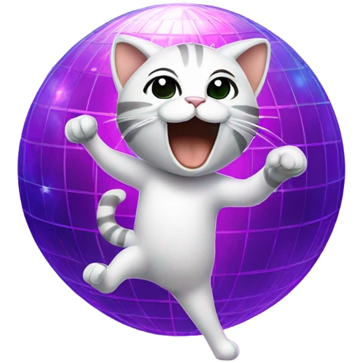 Cat dancing under disco ball emoji