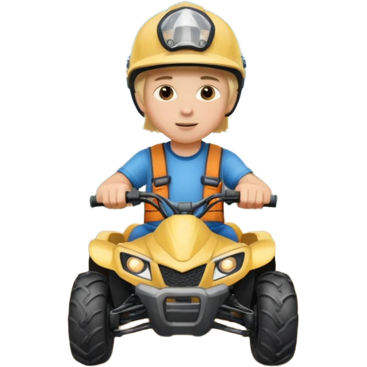 Please make a young blonde boy riding a fourwheeler emoji