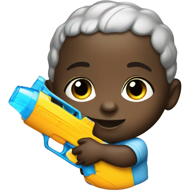 black baby with a water gun emoji