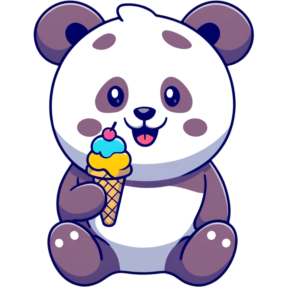 Panda eating ice cream emoji