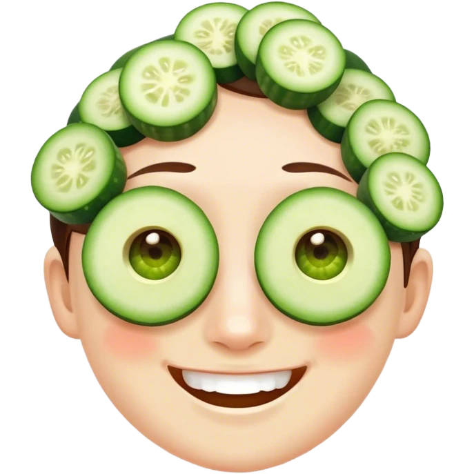 Smiley relaxing wearing cucumbers  emoji