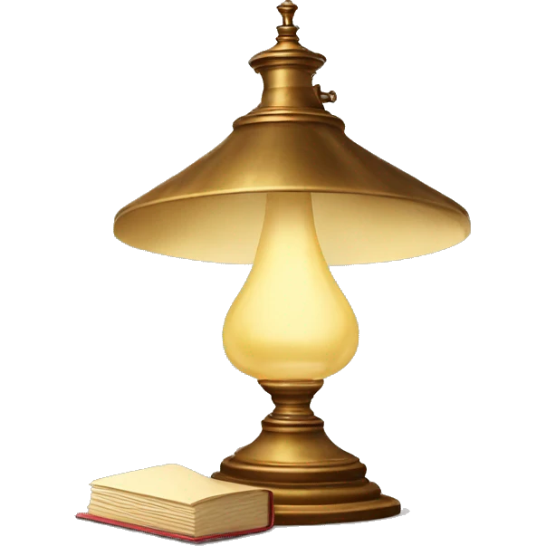 vintage lamp with open book emoji