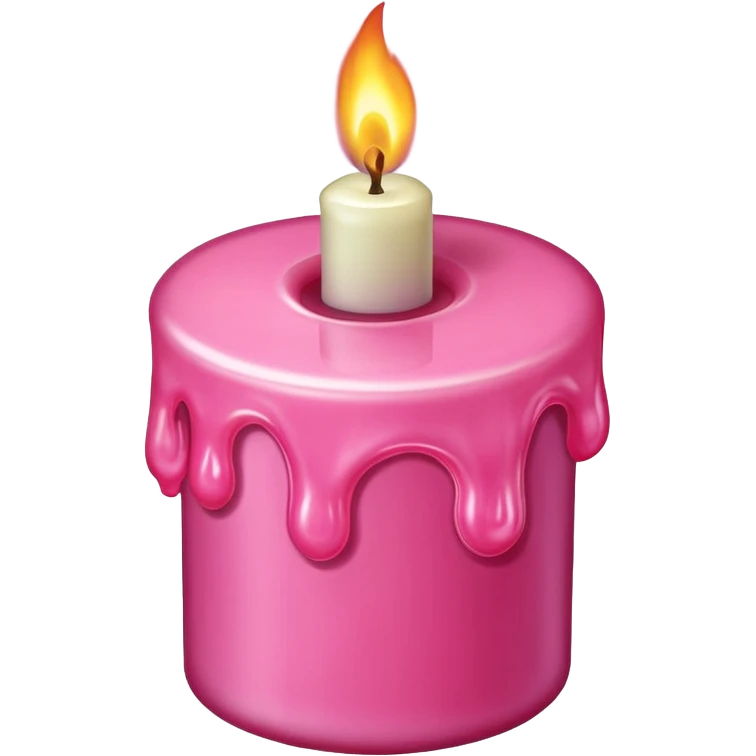 A drawing of a flaming pink candle that could be used at a romantic dinner table. The camera should be isometric at a 75-degree angle. emoji