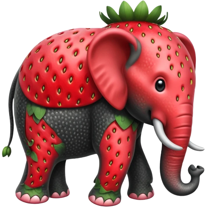 Make a  black and white strawberry elephant emoji
